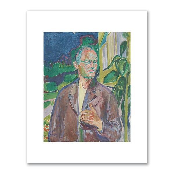 Edvard Munch, Self-Portrait in Front of the House Wall, 1926, Munchmuseet, Oslo, Norway. MM.M.00318. Fine Art Prints in various sizes by Museums.Co