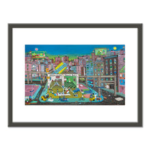 Ralph Fasanella, Gas Station Playground, 1983, Private Collection, © Estate of Ralph Fasanella. Art Prints with black frame in various sizes by Museums.Co