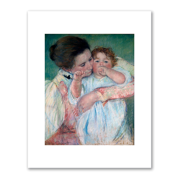 Mother and Child on Green Background by Mary Cassatt