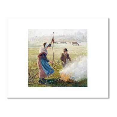 Camille Pissarro, Hoar-Frost, Peasant Girl Making a Fire, 1888, Museum Barberini. Fine Art Prints in various sizes by Museums.Co