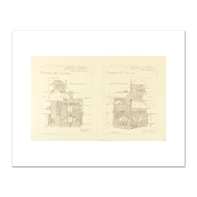 Hector Guimard, Drawing, Elevations, Right and Left Lateral Façades, Castel d'Orgeval, Parc Beausejour, near Paris, no. 9, 1904, Cooper Hewitt, Smithsonian Design Museum. Fine Art Prints in various sizes by Museums.Co. Hector Guimard: Art Nouveau to Modernism