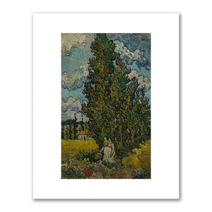 Vincent van Gogh, Cypresses and Two Women, February 1890, Van Gogh Museum, Amsterdam. Fine Art Prints in various sizes by Museums.Co
