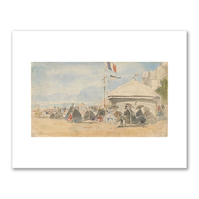 Eugène Boudin, Beach House with Flags at Trouville, c. 1865, National Gallery of Art, Washington DC. Fine Art Prints in various sizes by Museums.Co