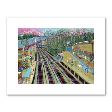 Ralph Fasanella, Dobbs Ferry - Railroad Tracks, 1973, Private Collection. © Estate of Ralph Fasanella. Fine Art Prints in various sizes by Museums.Co