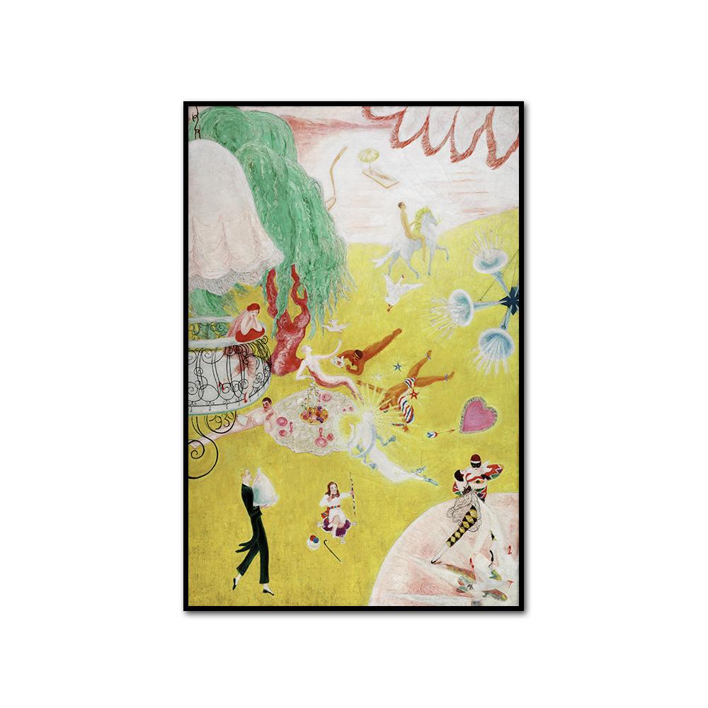 Florine Stettheimer, Love Flight of a Pink Candy Heart, artblock in 3 sizes and 2 frame colors by Museums.Co