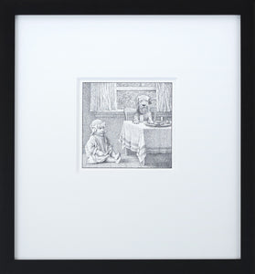 Jenny at the Table by Maurice Sendak Vintage Print Framed in Black - Special Edition, by Museums.Co
