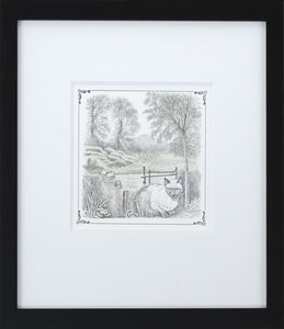 Cat by Lake by Maurice Sendak Framed Art Print - Special Edition