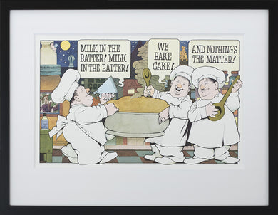 Milk in the Batter by Maurice Sendak Vintage Print Framed in Black - Special Edition, by Museums.Co