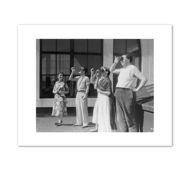 unknown photographer, Lucienne Bloch, Arthur Niendorf, Jean Wright, an unidentified woman, Frida Kahlo, and Rivera watching an eclipse on the roof of the DIA, 1932, Detroit Institute of Arts, © Detroit Institute of Arts. Fine Art Prints in various sizes by Museums.Co