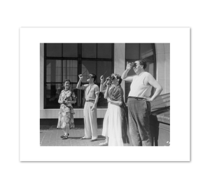 unknown photographer, Lucienne Bloch, Arthur Niendorf, Jean Wright, an unidentified woman, Frida Kahlo, and Rivera watching an eclipse on the roof of the DIA, 1932, Detroit Institute of Arts, © Detroit Institute of Arts. Fine Art Prints in various sizes by Museums.Co