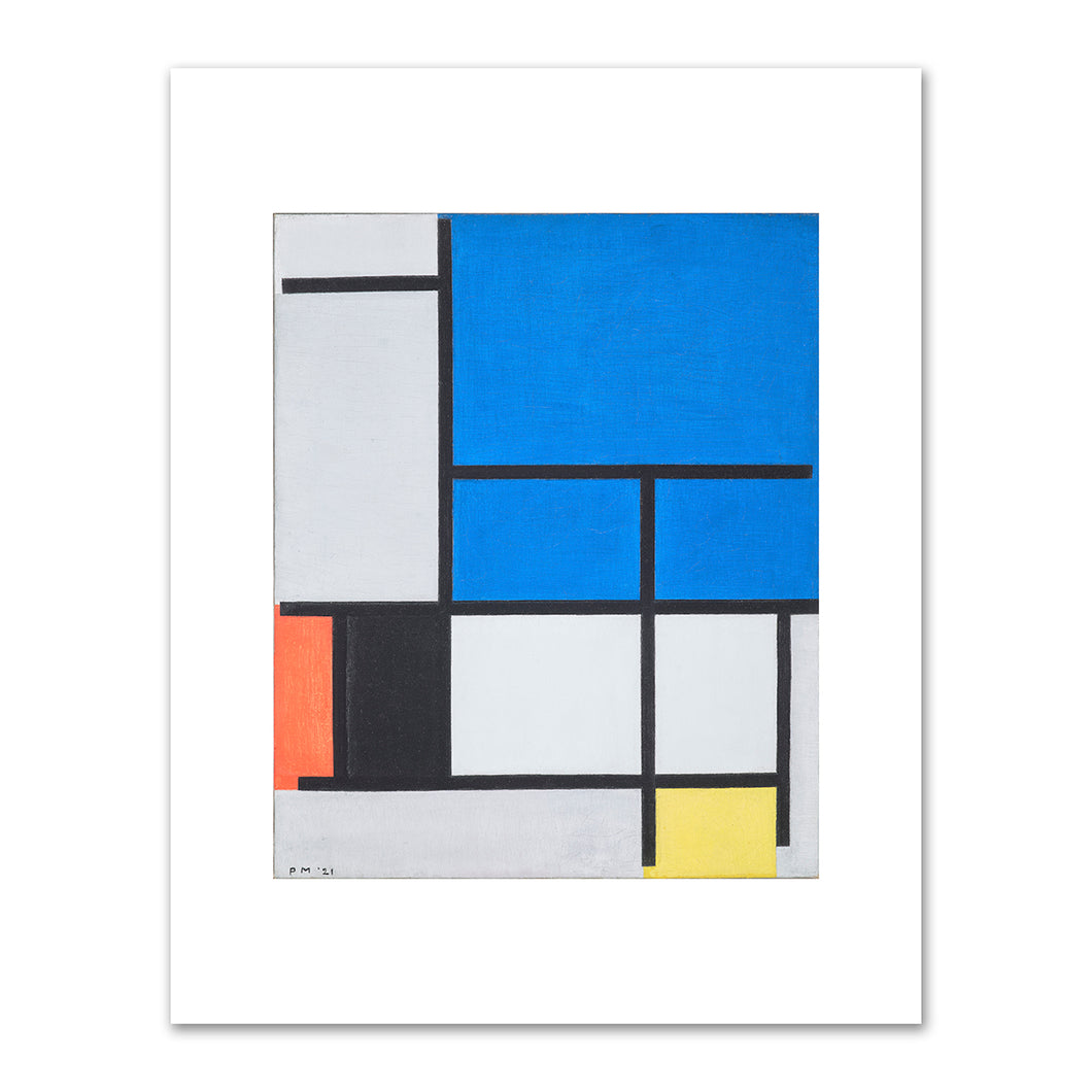 Piet Mondrian, Composition with Large Blue Plane, Red, Black, Yellow, and Gray, 1921, Dallas Museum of Art. Fine Art Prints in various sizes by Museums.Co