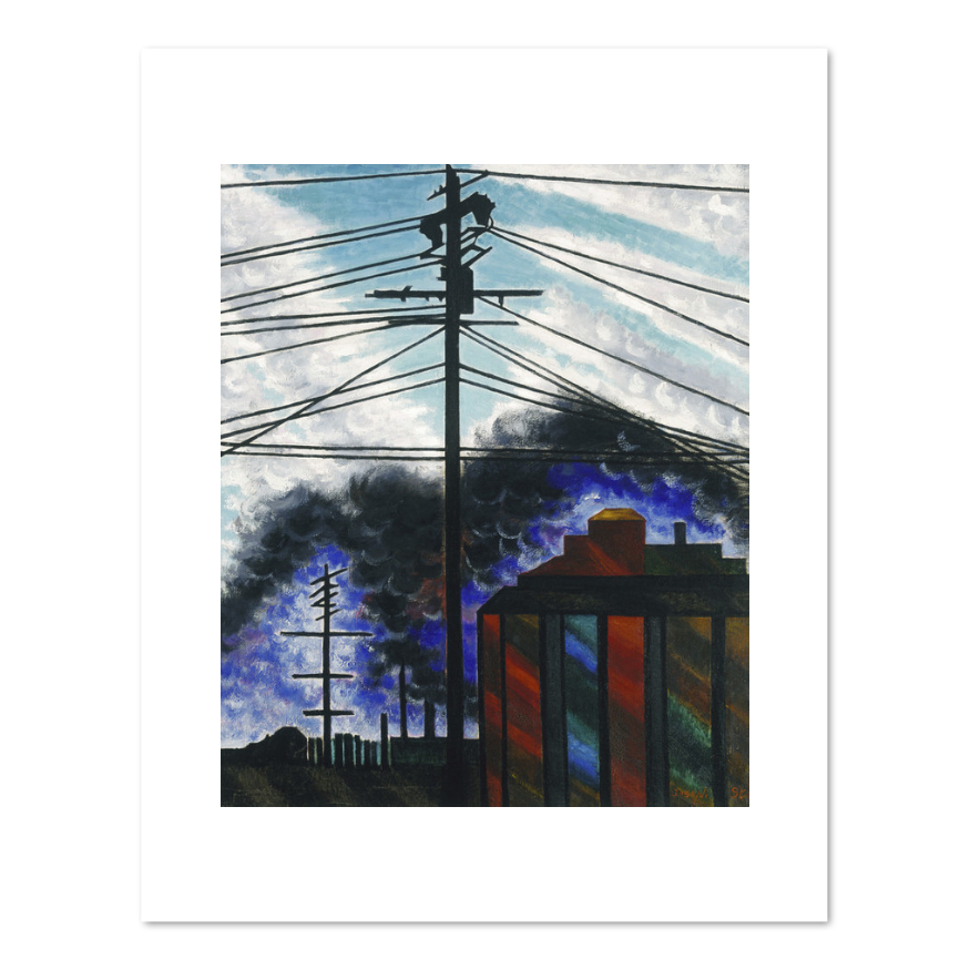 Joseph Stella, Telegraph Poles with Buildings, 1917, Art prints in various sizes by 2020ArtSolutions