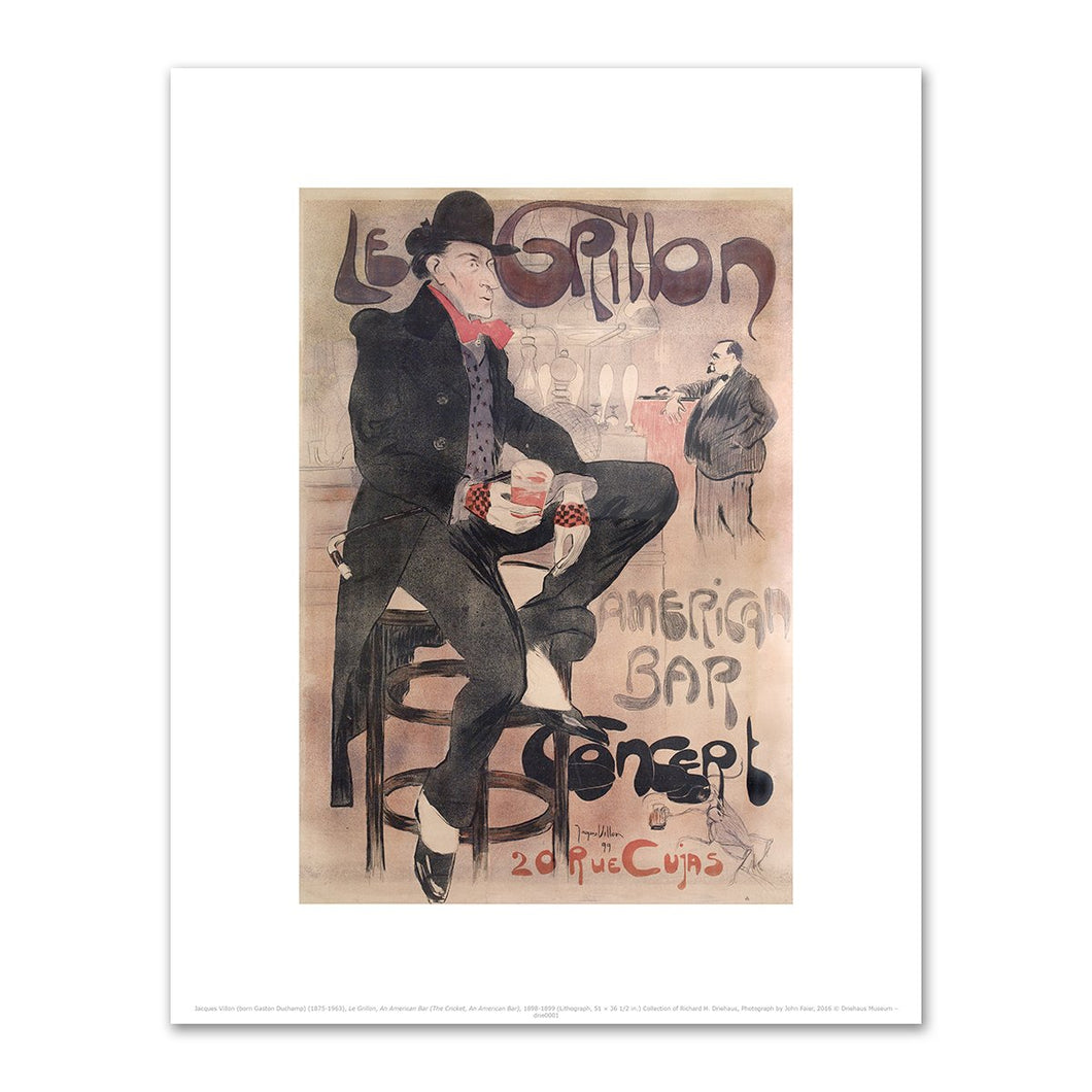 Jacques Villon (born Gaston Duchamp), Le Grillon, An American Bar (The Cricket, An American Bar), Fine Art Prints in various sizes by Museums.Co