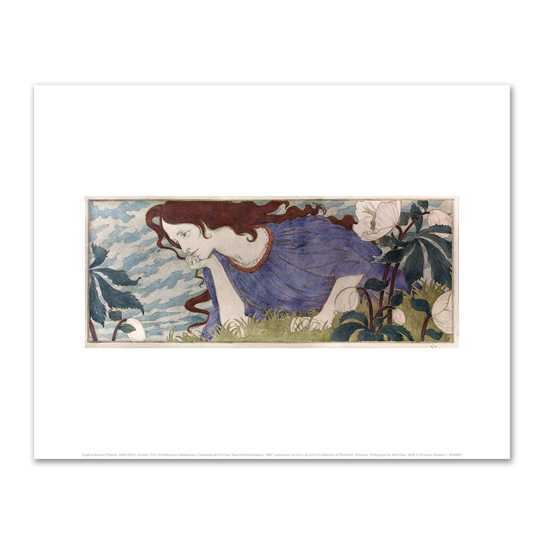 Eugène Grasset, Anxiete, from Dix Estampes Decoratives (Caracteres de femmes, fleurs emblematiques), 1897, Fine Art Prints in various sizes by Museums.Co