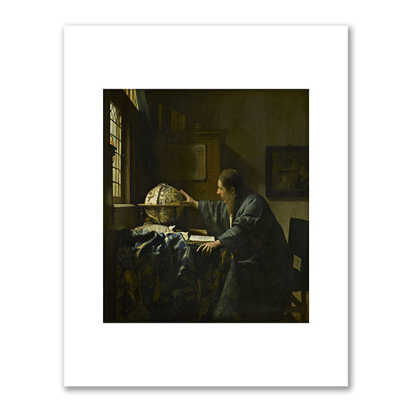 Johannes Vermeer, The Astronomer (L'astronome dit aussi l'Astrologue), c. 1668, Musée du Louvre, Paris. Fine Art Prints in various sizes by Museums.Co