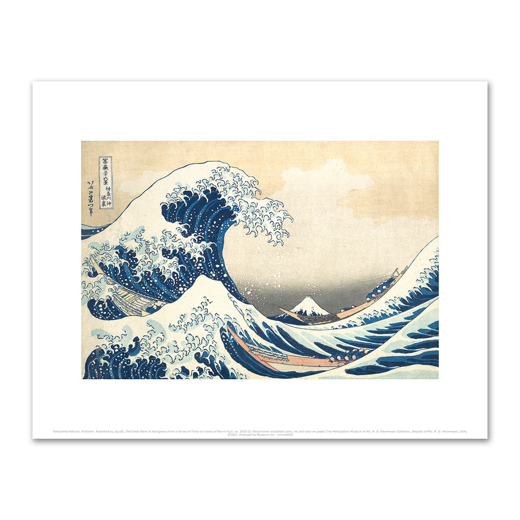 Katsushika Hokusai, The Great Wave at Kanagawa (from a Series of Thirty-six Views of Mount Fuji), ca. 1830-32, Fine Art Prints in various sizes by Museums.Co