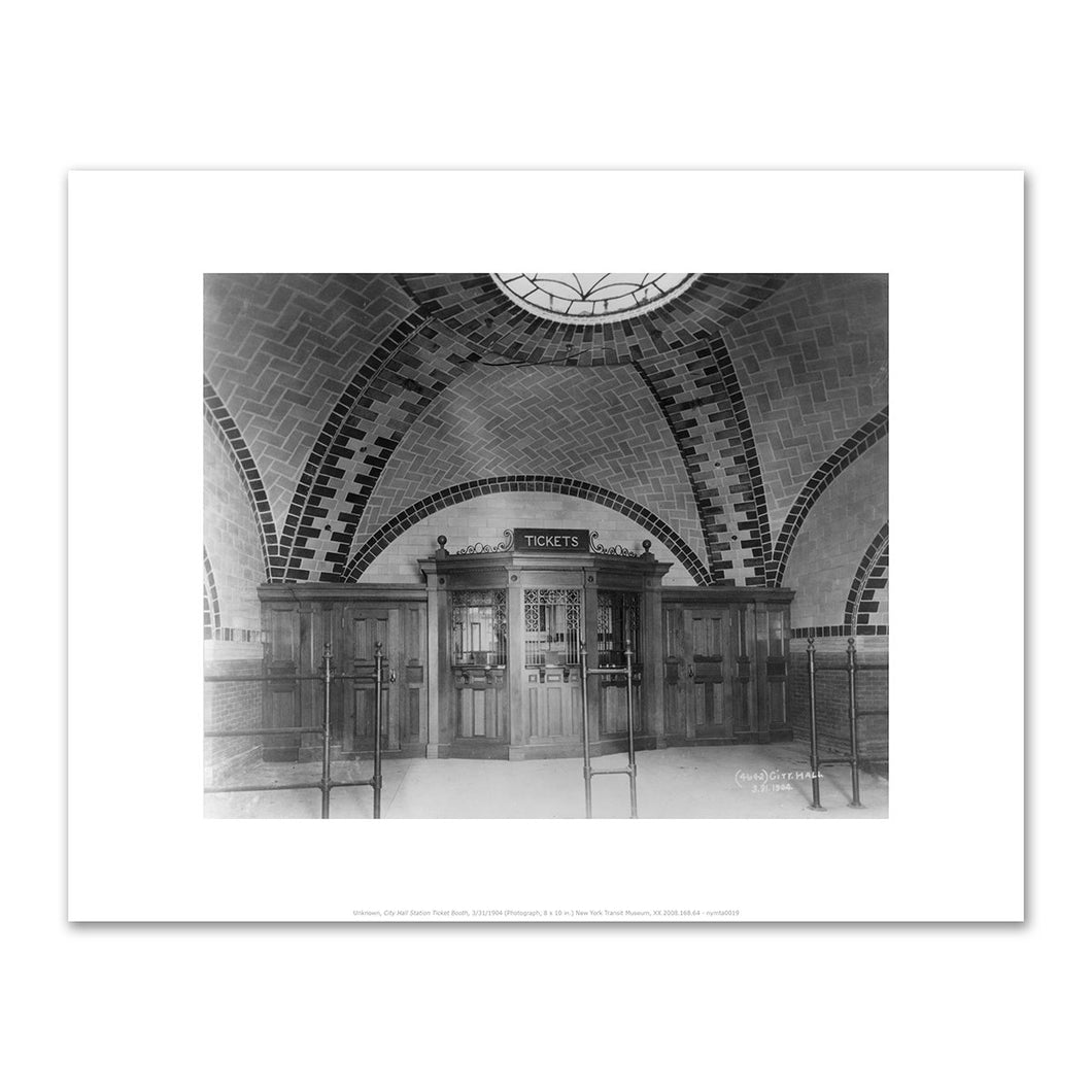 Unknown, City Hall Station Ticket Booth, 3/31/1904, Fine Art Prints in various sizes by Museums.Co