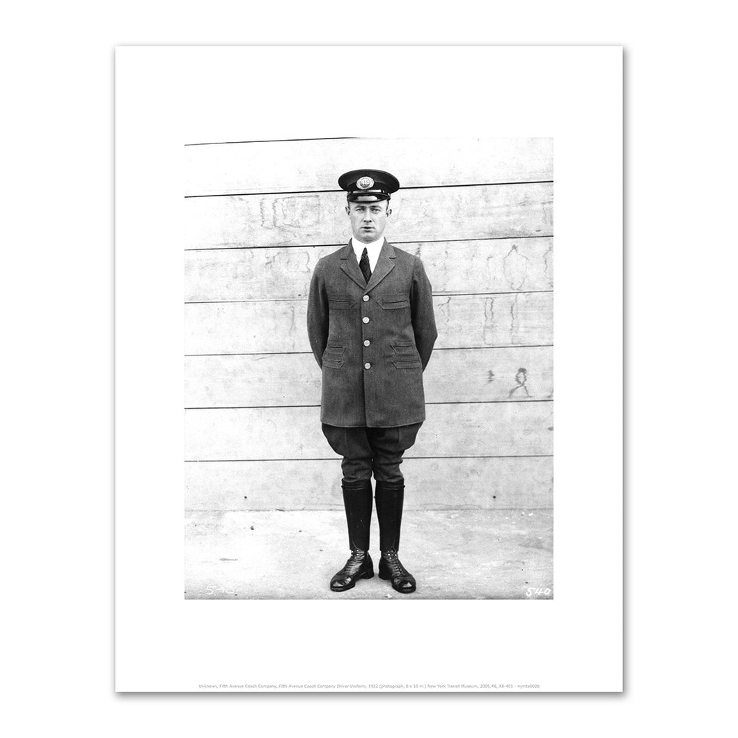 Unknown, Fifth Avenue Coach Company, Fifth Avenue Coach Company Driver Uniform, 1922, Fine Art Prints in various sizes by Museums.Co