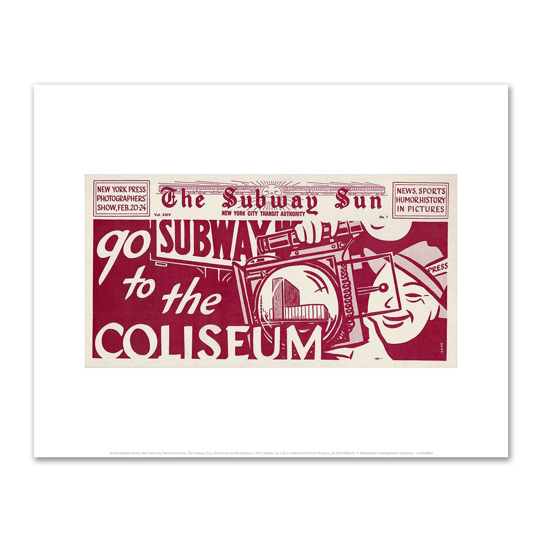 Amelia Opdyke Jones, New York City Transit Authority, The Subway Sun, Go Subway to the Coliseum, 1957, Art Prints in various sizes by Museums.Co