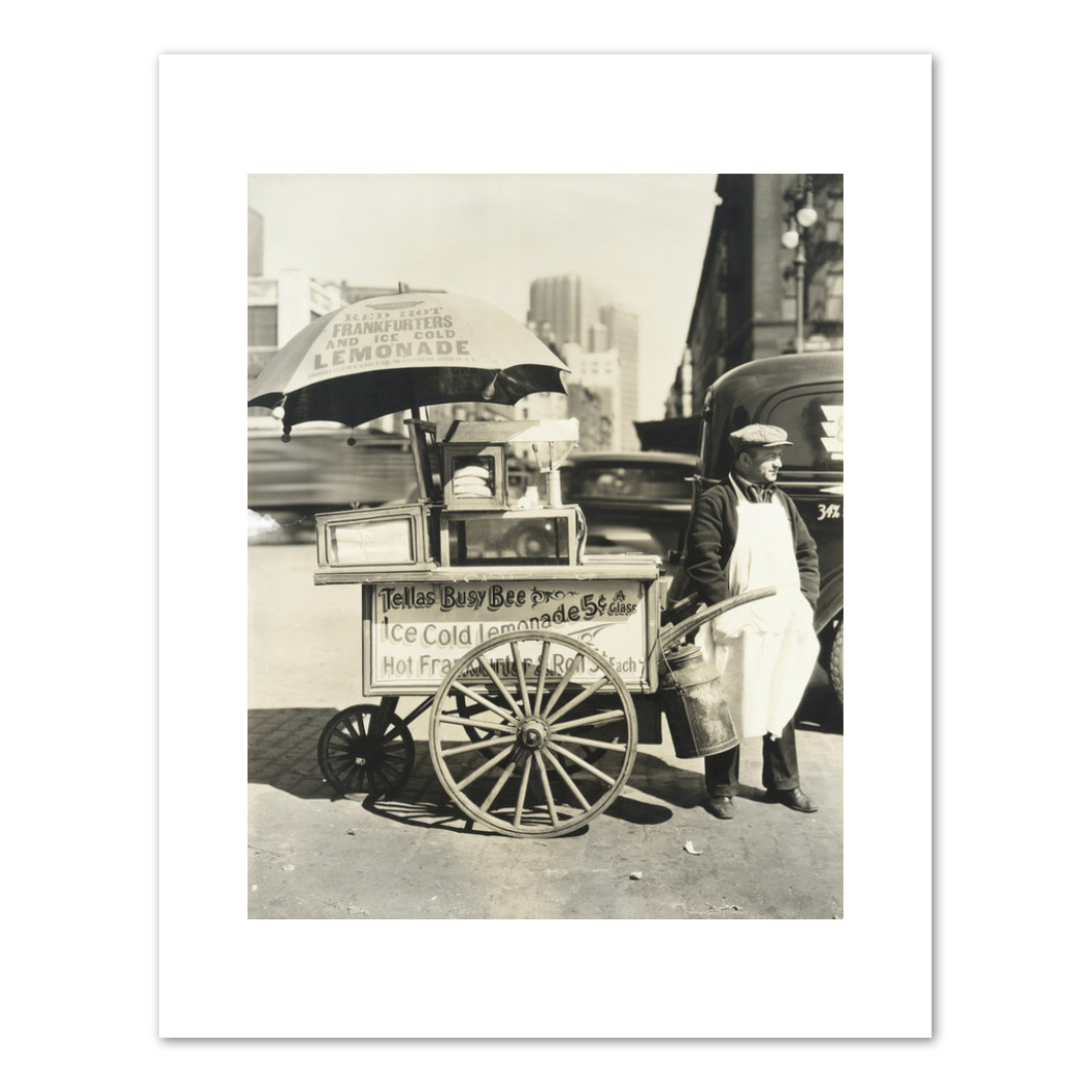 Berenice Abbott, Hot Dog Stand, West St. and North Moore, Manhattan, Fine Art Prints in various sizes by Museums.Co