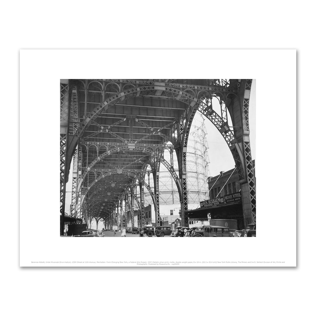 Berenice Abbott, Under Riverside Drive Viaduct, 125th Street at 12th Avenue, Manhattan. From Changing New York, a Federal Arts Project, 1937, New York Public Library. Fine Art Prints in various sizes by Museums.Co
