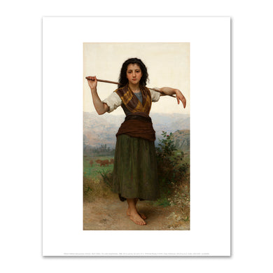 William-Adolphe Bouguereau (French, 1825–1905). The Little Shepherdess, 1889, Philbrook Museum of Art. Fine Art Prints in various sizes by Museums.Co