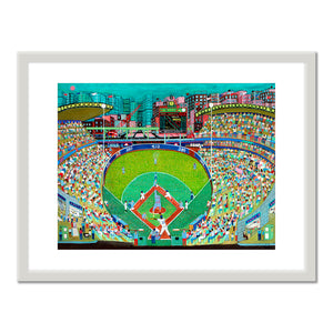Ralph Fasanella, Night Game - 'Tis a Bunt, 1985, Collection of Marc Fasanella. © Estate of Ralph Fasanella. Art Prints with white frame in various sizes by Museums.Co