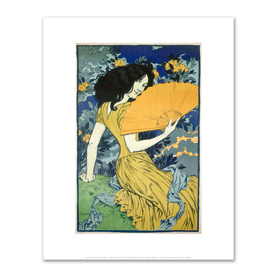 Eugène Grasset, Young woman with a fan, 1900, Fine Art Prints in various sizes by Museums.Co
