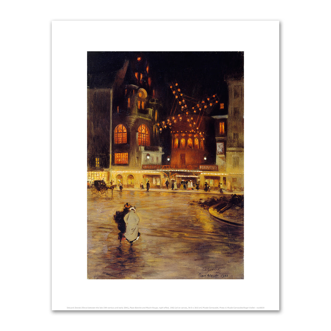 Edouard Zawiski (floruit between the late 19th century and early 20th), Place Blanche and Moulin Rouge, night effect, 1902, Fine Art Prints in various sizes by Museums.Co