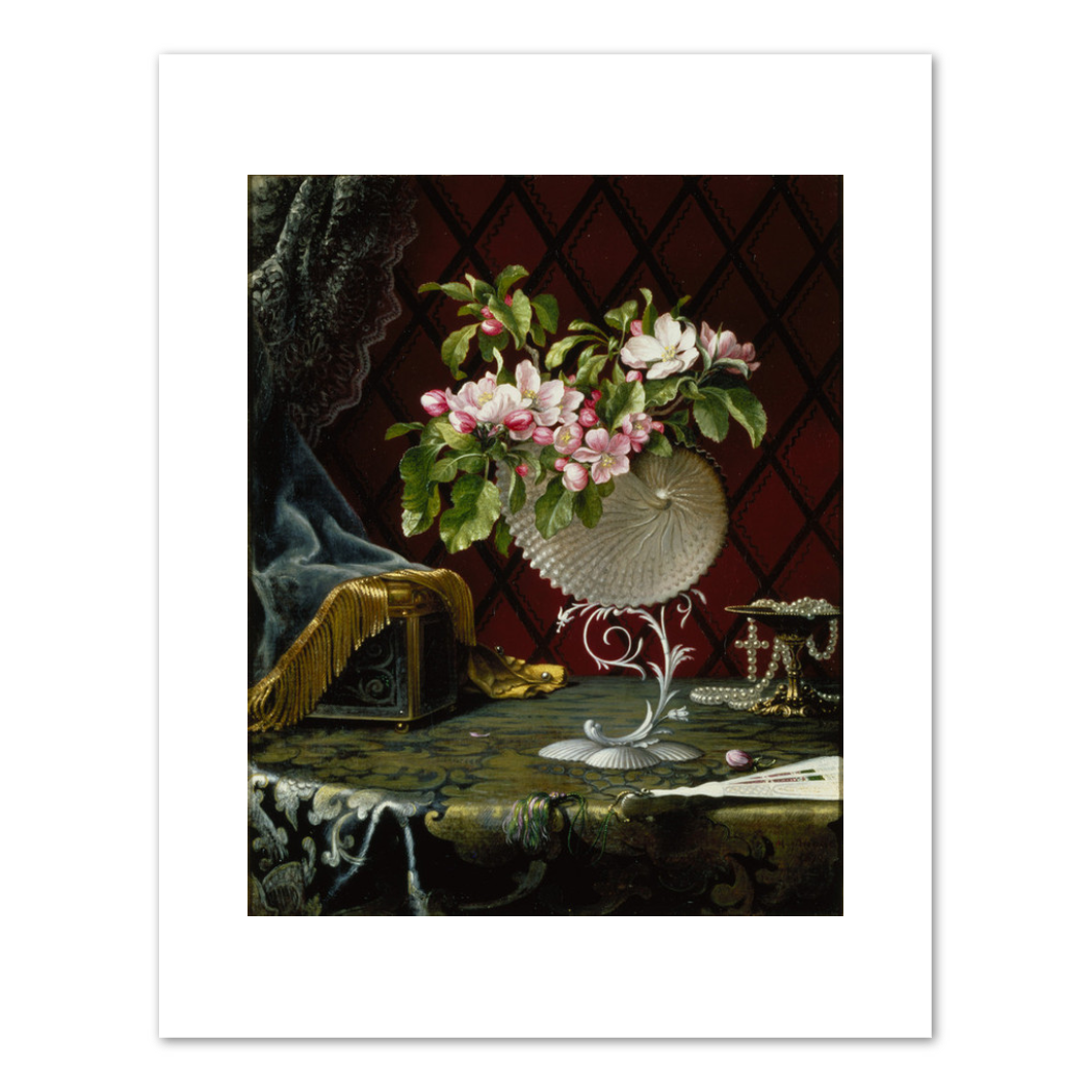 Martin Johnson Heade, Still Life with Apple Blossoms in a Nautilus Shell, 1870, Fine Art Prints in various sizes by Museums.Co