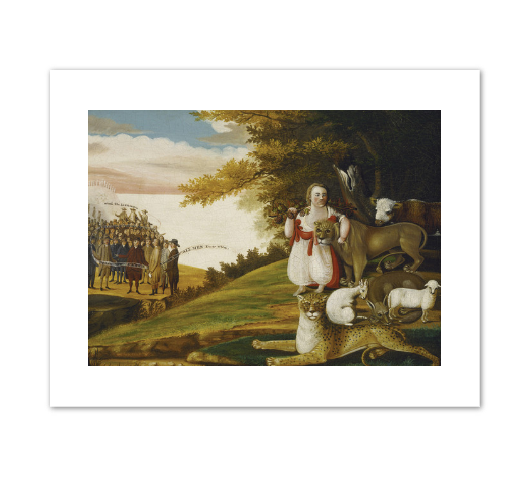 Edward Hicks, A Peaceable Kingdom with Quakers Bearing Banners, 1829 or 1830, Fine Art Prints in various sizes by Museums.Co