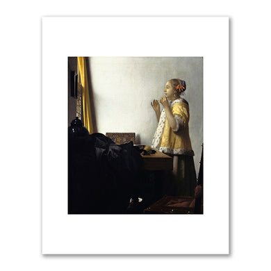 Johannes Vermeer, Young Lady with a Pearl Necklace, 1663 - 1665, National Museums in Berlin, Picture Gallery. Fine Art Prints in various sizes by Museums.Co